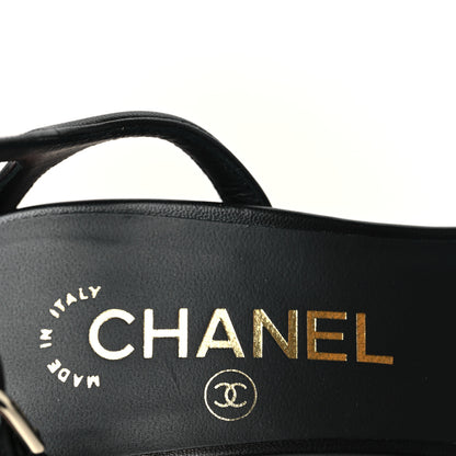Chanel Lambskin Logo Platform Sandals 37.5 Black 9 of 10