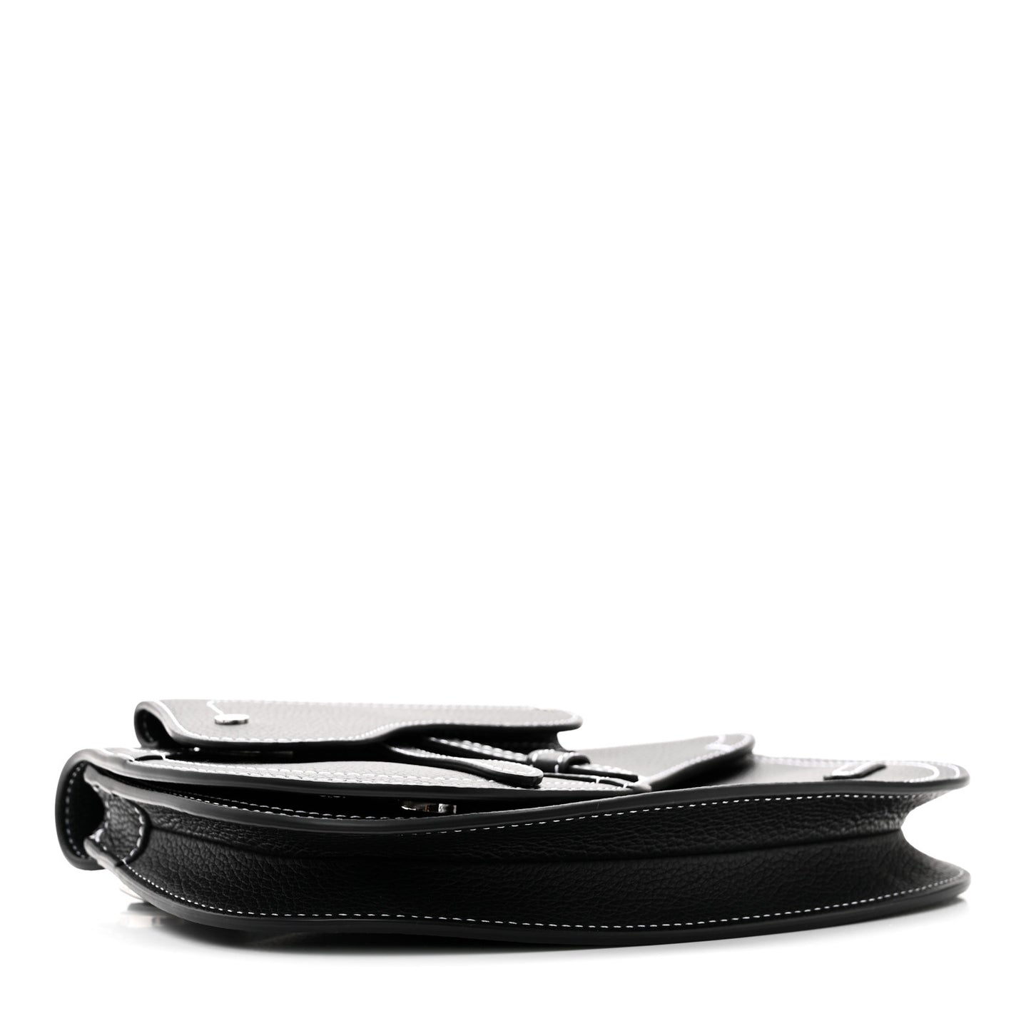 X KAWS Grained Calfskin Saddle Pouch Black