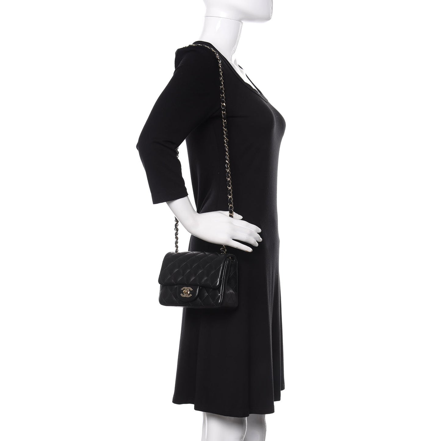 Lambskin Quilted Mini Square Flap Black