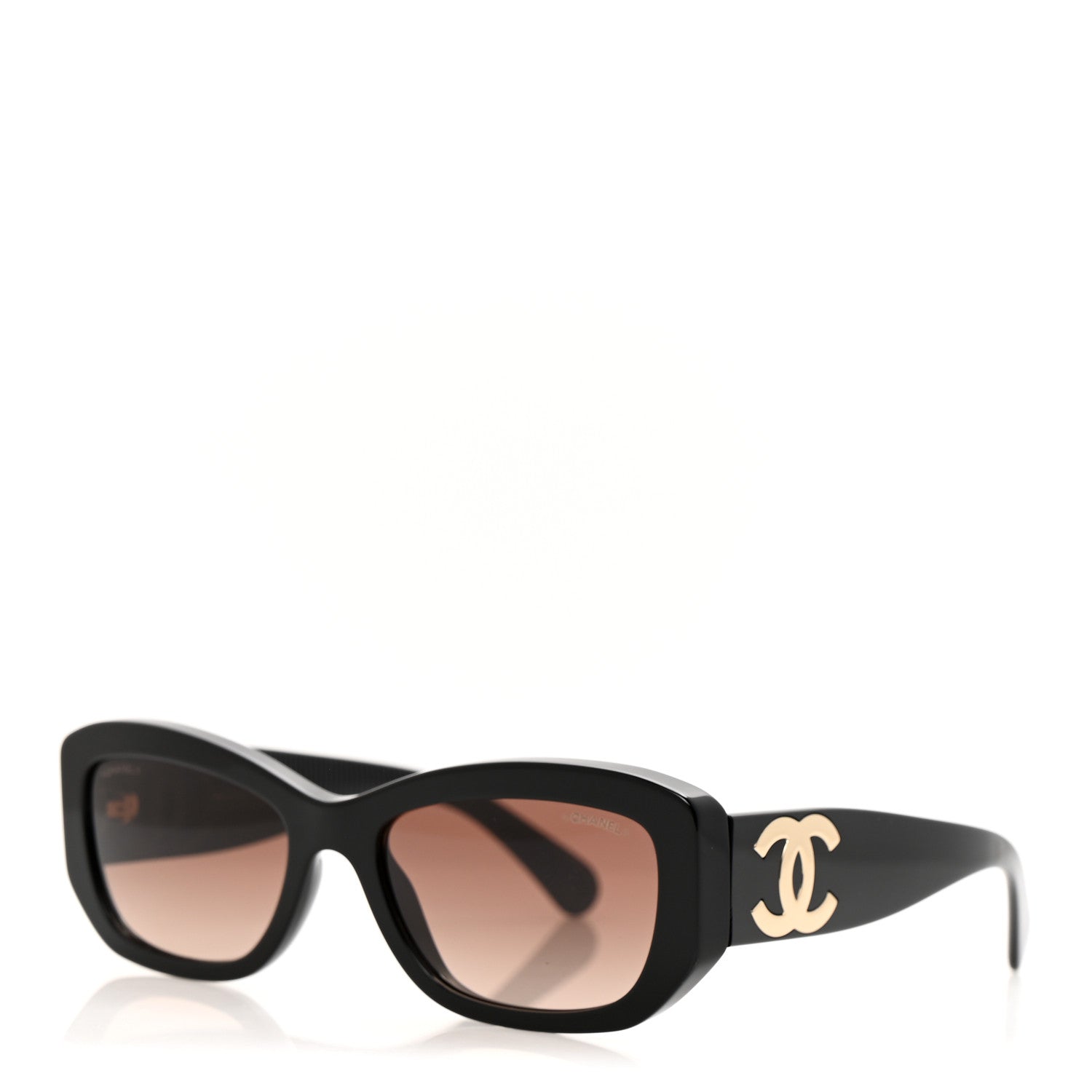 Chanel Acetate Rectangle Sunglasses 5493 Black Brown 1 of 9