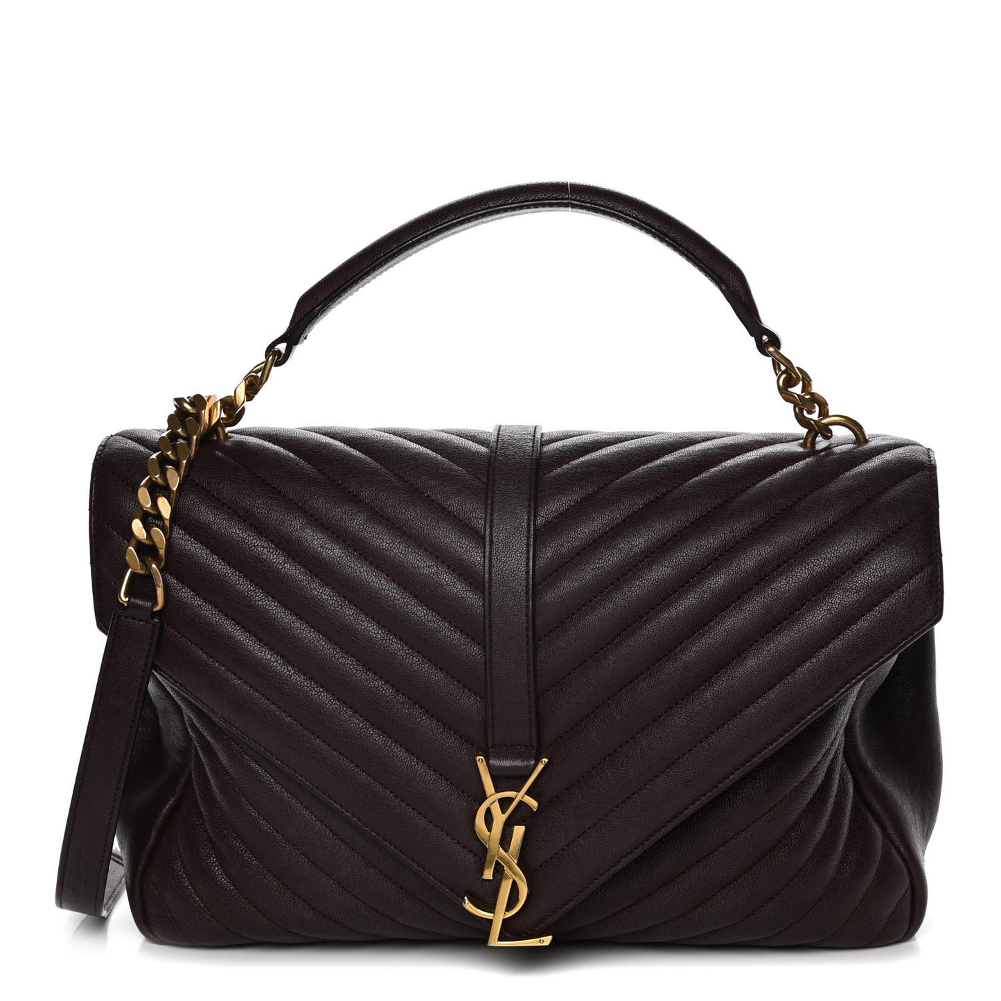 Sheepskin Matelasse Chevron Monogram Large College Satchel Bordeaux
