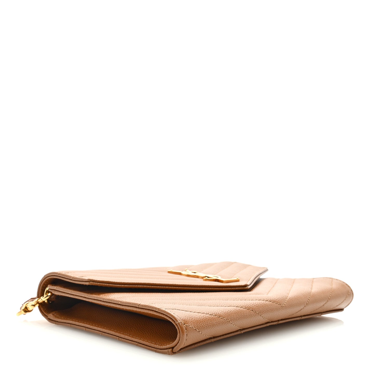 Grain De Poudre Matelasse Chevron Monogram Cassandre Flap Pouch Natural Dark