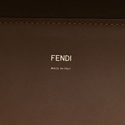 Fendi Glazed Fabric Plexiglass FF Logo Bikini Girls Medium Fendi Sunshine Shopper Tote Bianco Perla Multicolor Miele Scuro 6 of 10
