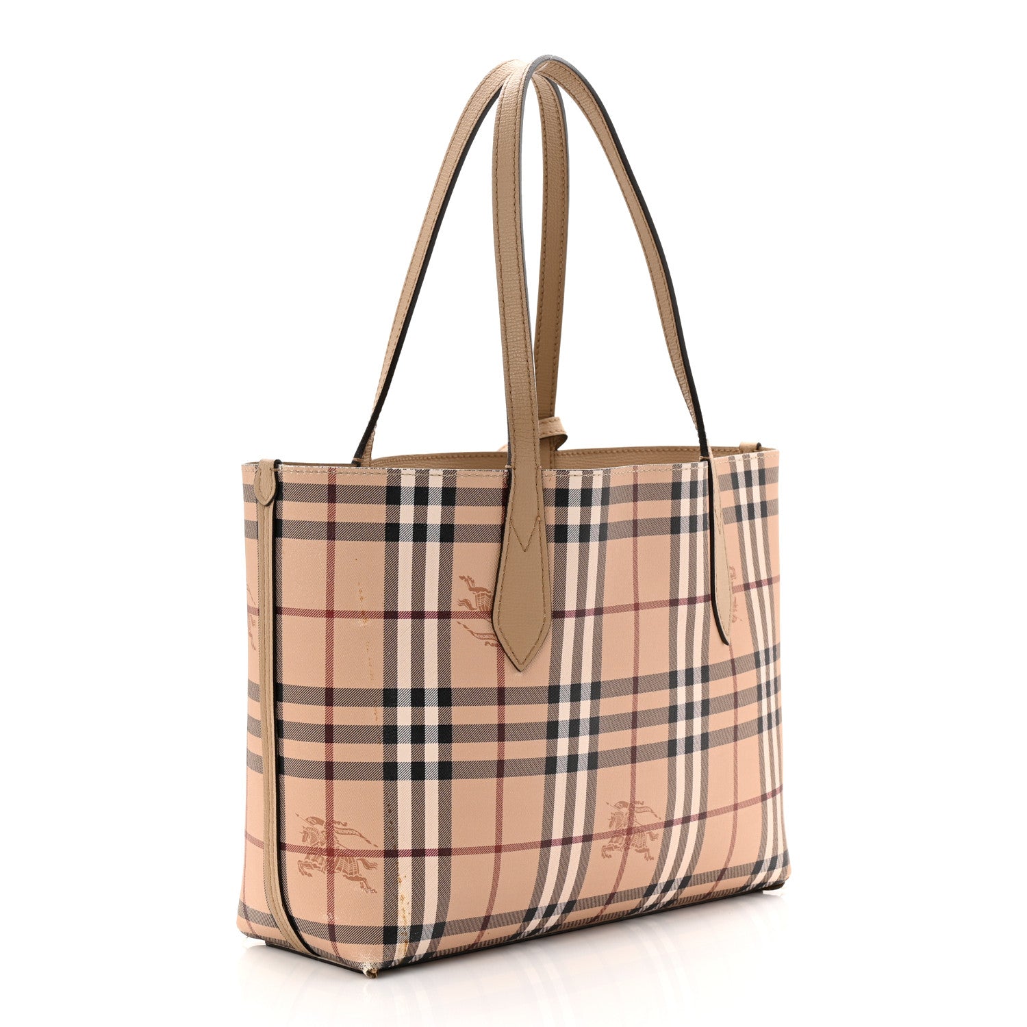 Burberry Grainy Calfskin Haymarket Check Small Reversible Tote Mid