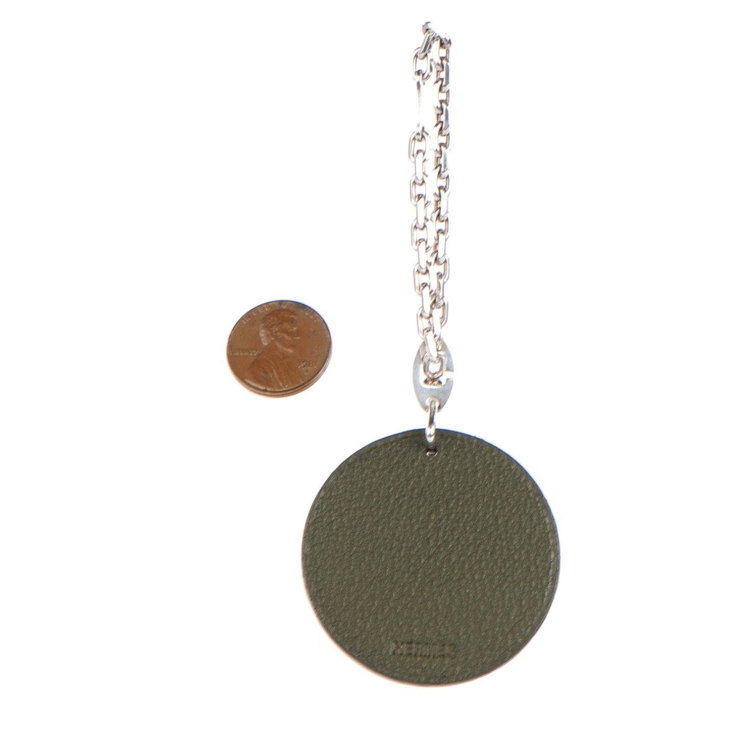 Togo Crocodile Bag Charm Vert Olive