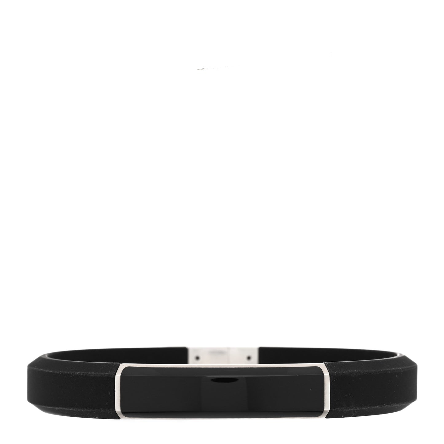 Sterling Silver Rubber Black Onyx Streamline ID Bracelet Black