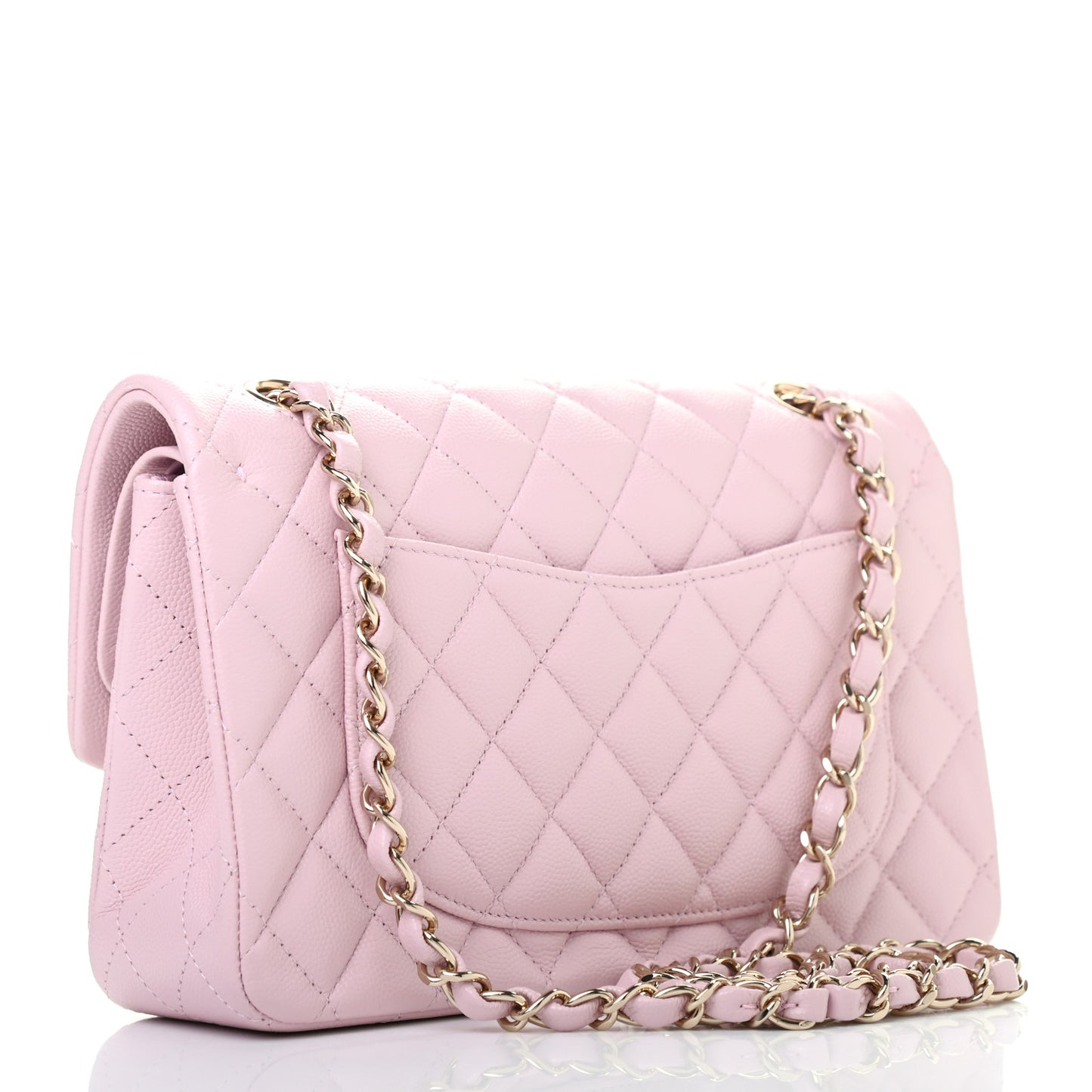 Caviar Quilted Small Double Flap Light Pink