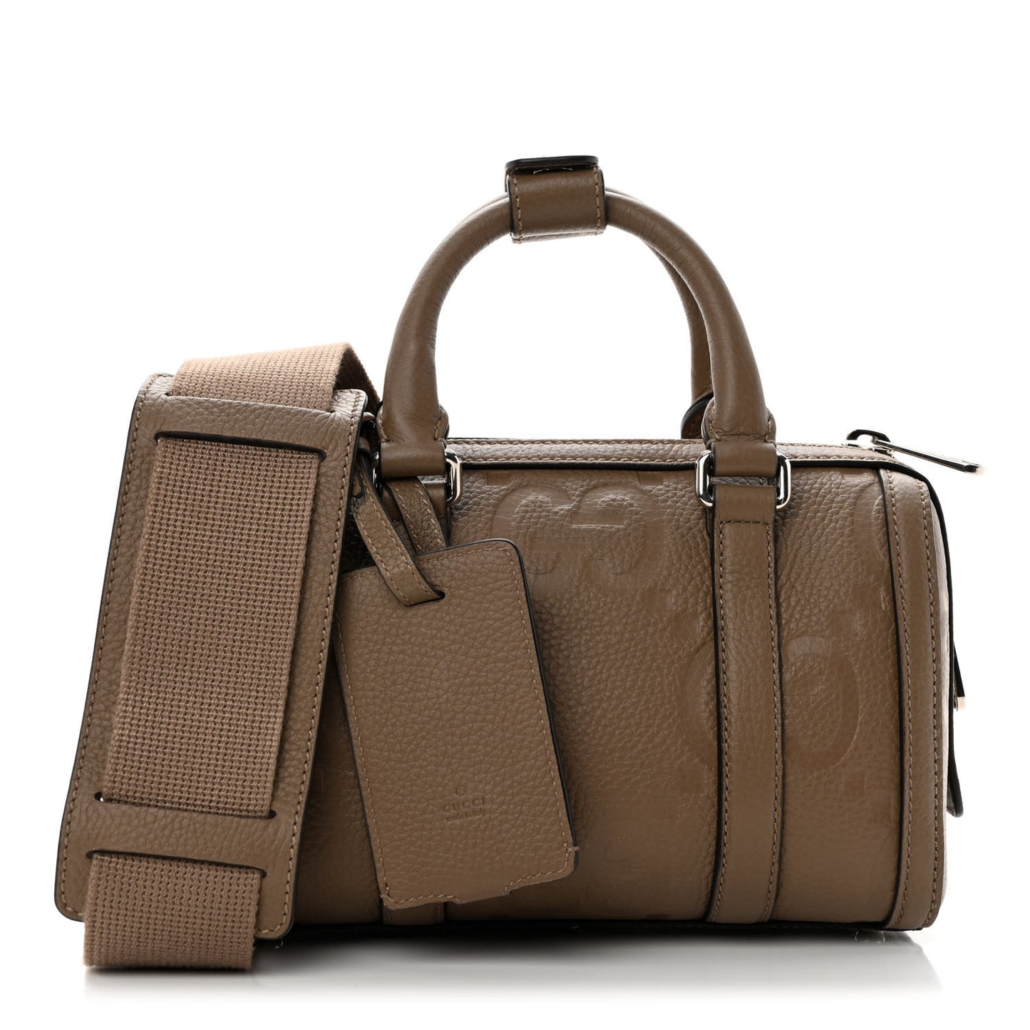 Piuma Calfskin Jumbo GG Embossed Mini Duffle Bag Good Taupe