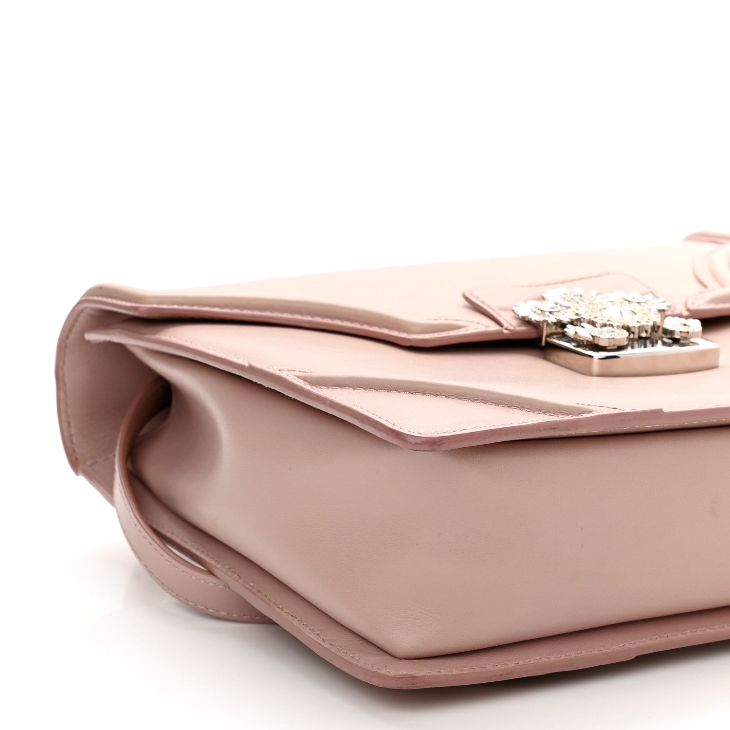 Alexander McQueen Calfskin Crystal Chain Flower Satchel Pink 8 of 12