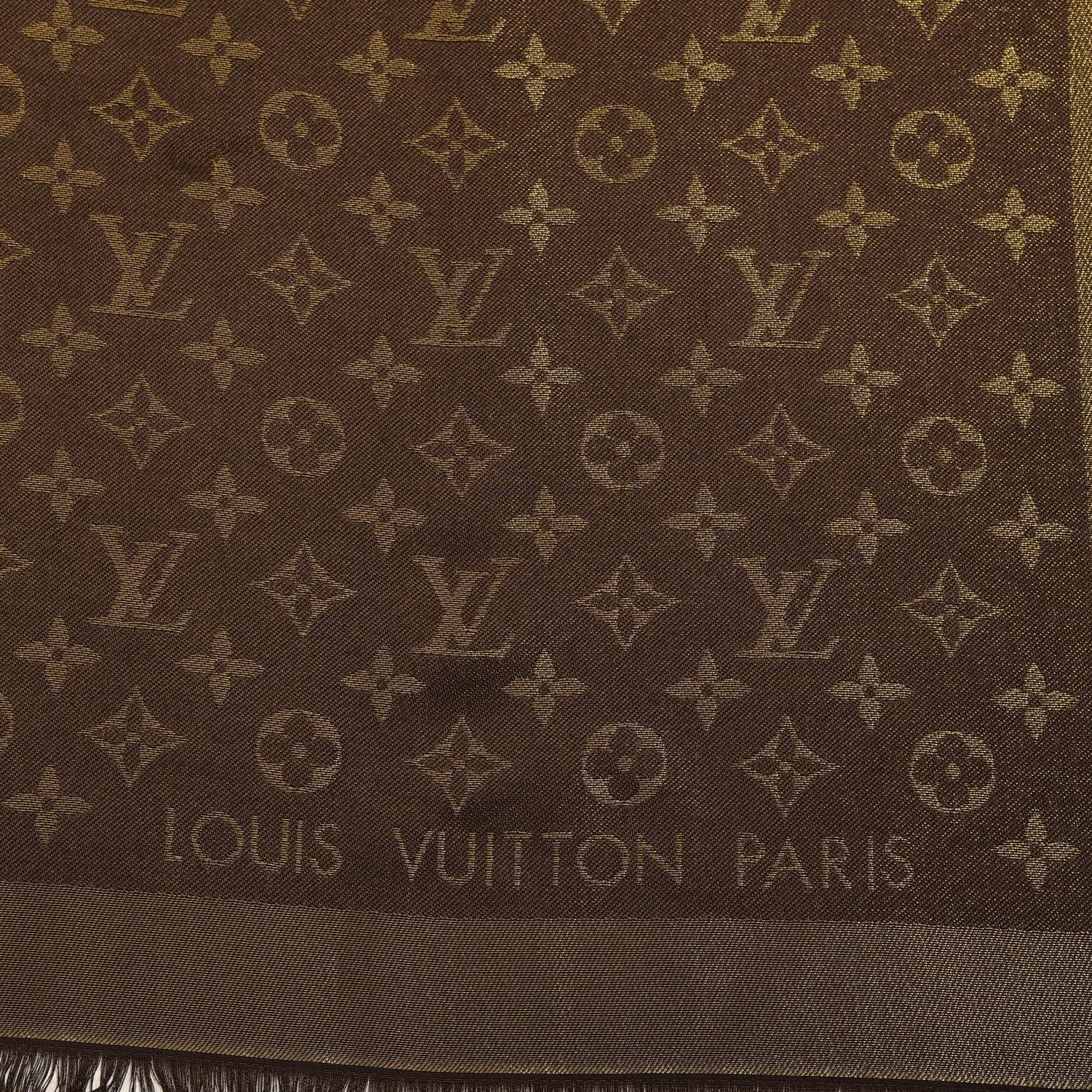 Louis Vuitton Silk Lurex Wool Monogram Shine Shawl Brown 3 of 4
