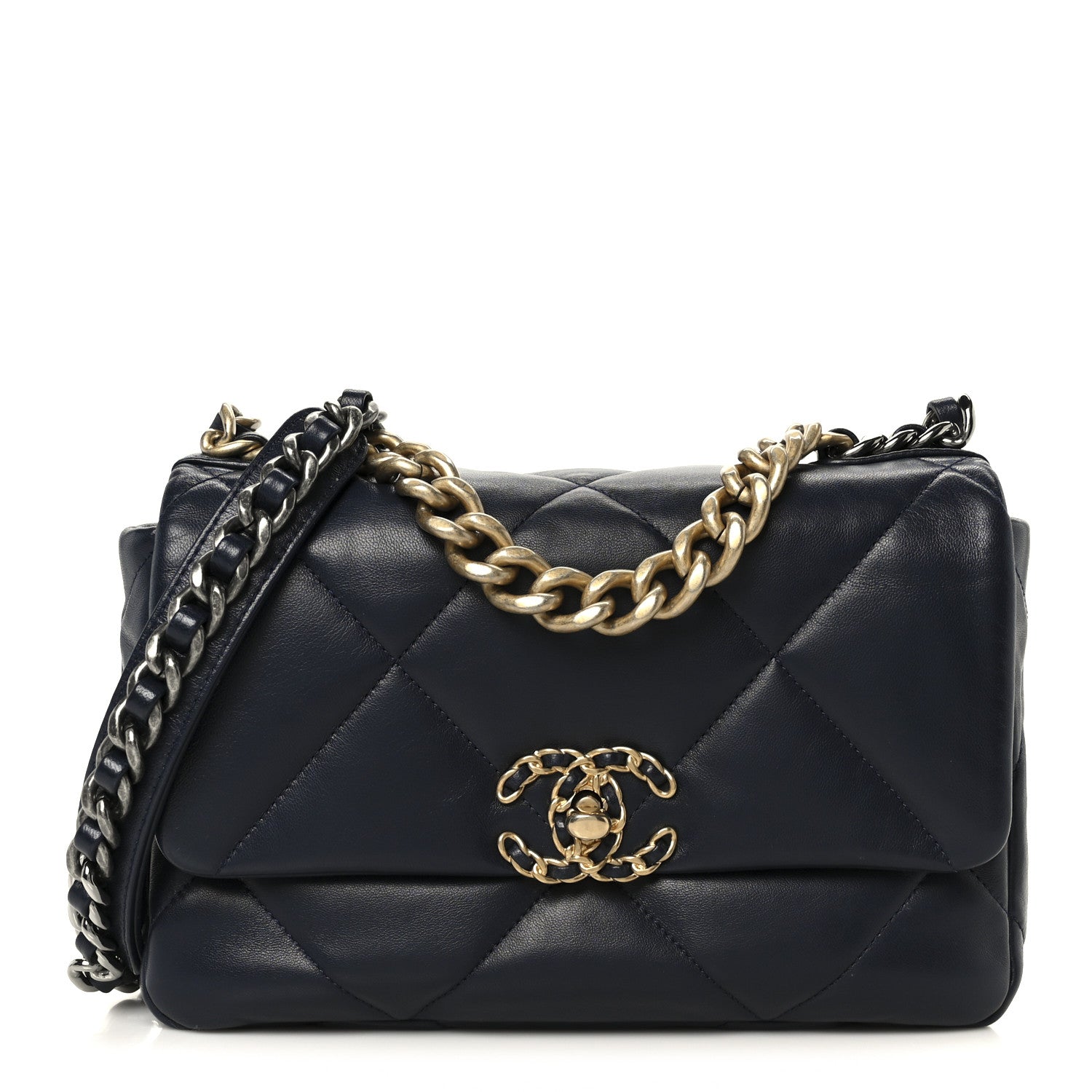 Chanel Lambskin Quilted Medium Chanel 19 Flap Navy Blue 1 of 11