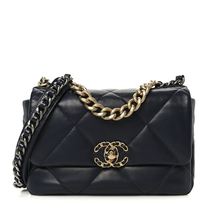 Chanel Lambskin Quilted Medium Chanel 19 Flap Navy Blue 1 of 11