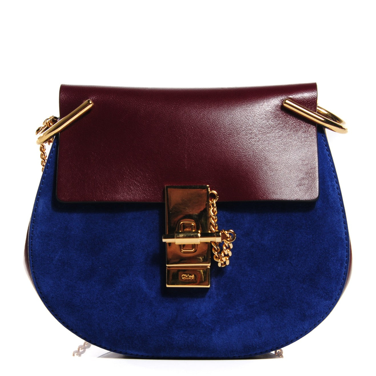 Lambskin Suede Calfskin Mini Drew Shoulder Bag Dark Velvet