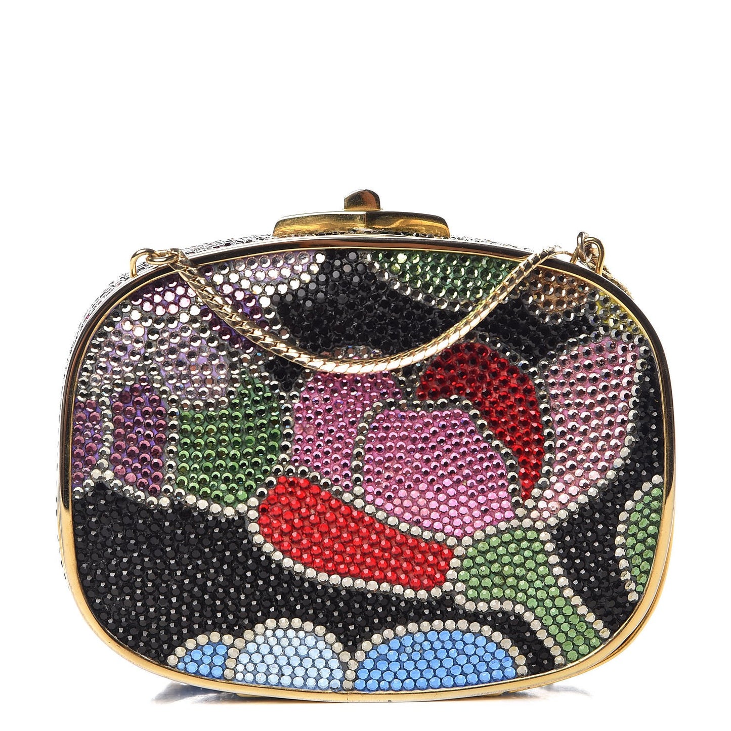Swarovski Crystal Floral Minaudiere Clutch Multicolor