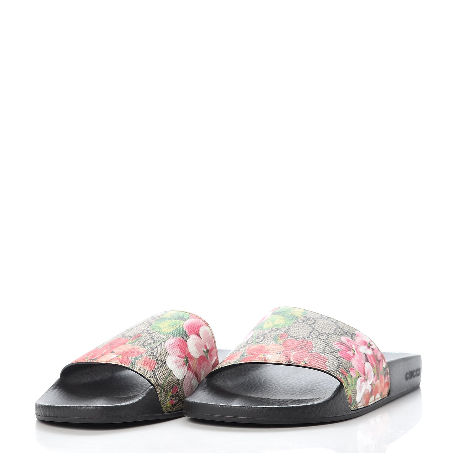 GG Supreme Monogram Blooms Slide Sandals 40 Beige Multicolor