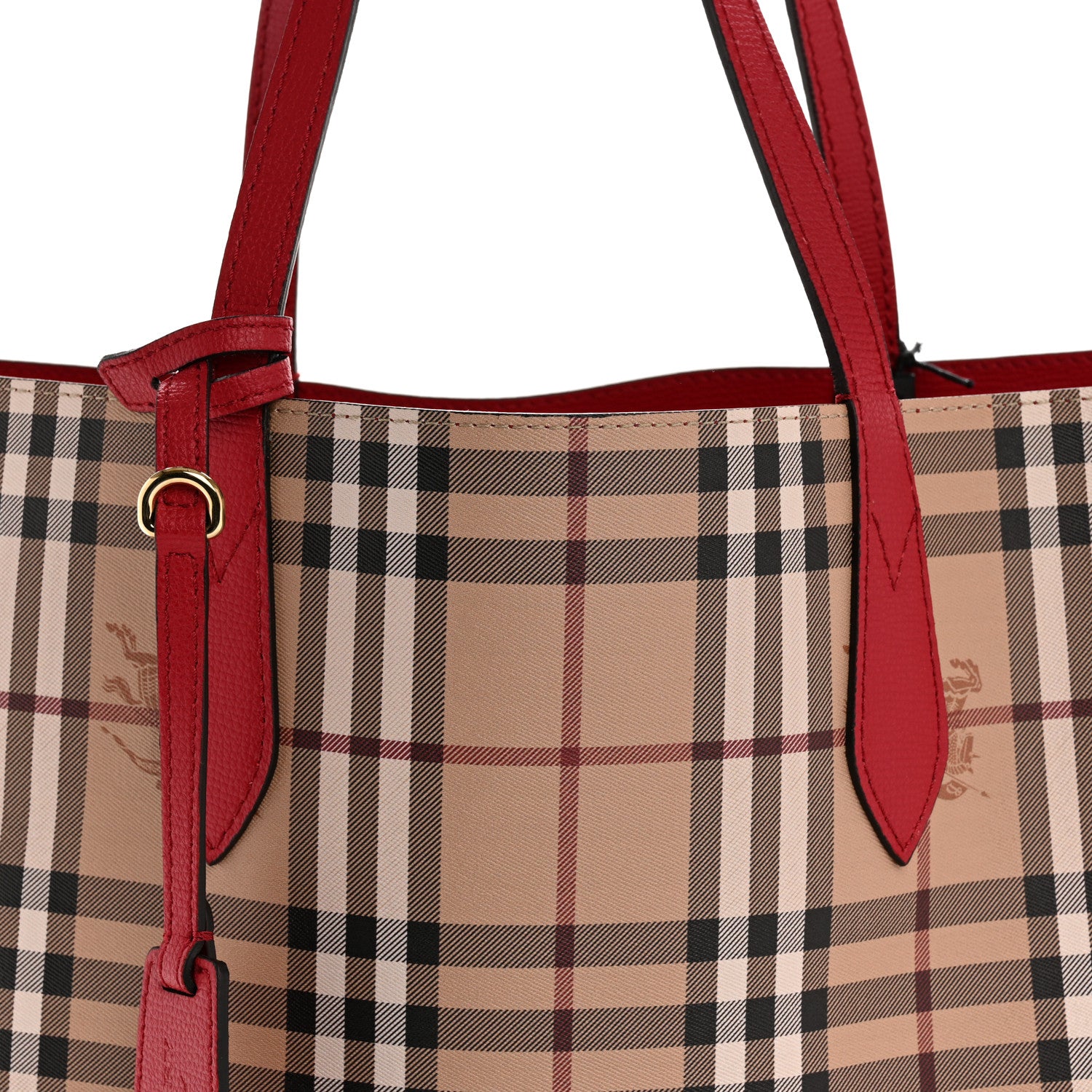 Burberry Haymarket Check Medium Reversible Tote Poppy Red 7 of 21