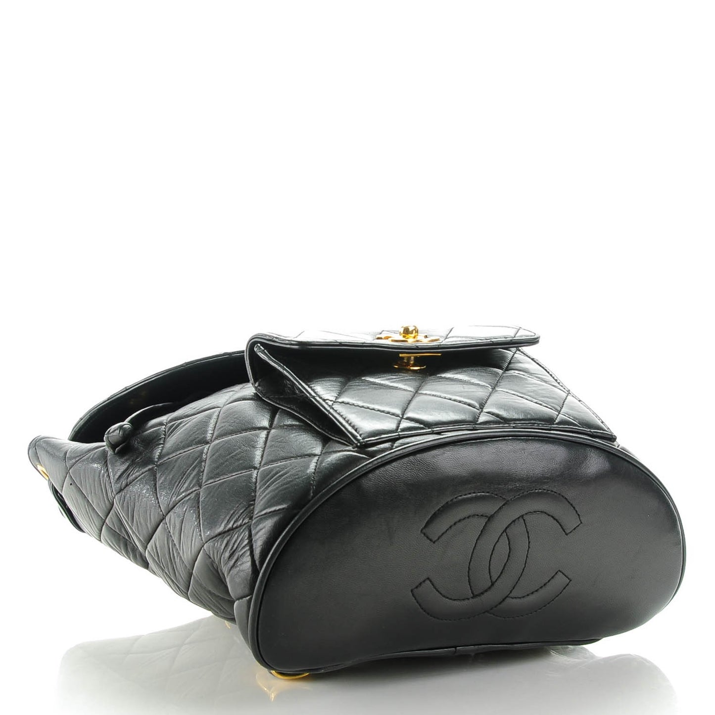 Lambskin Quilted Backpack Black