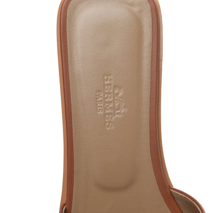 Hermes Box Calfskin Oran Sandals 37.5 Gold 7 of 9