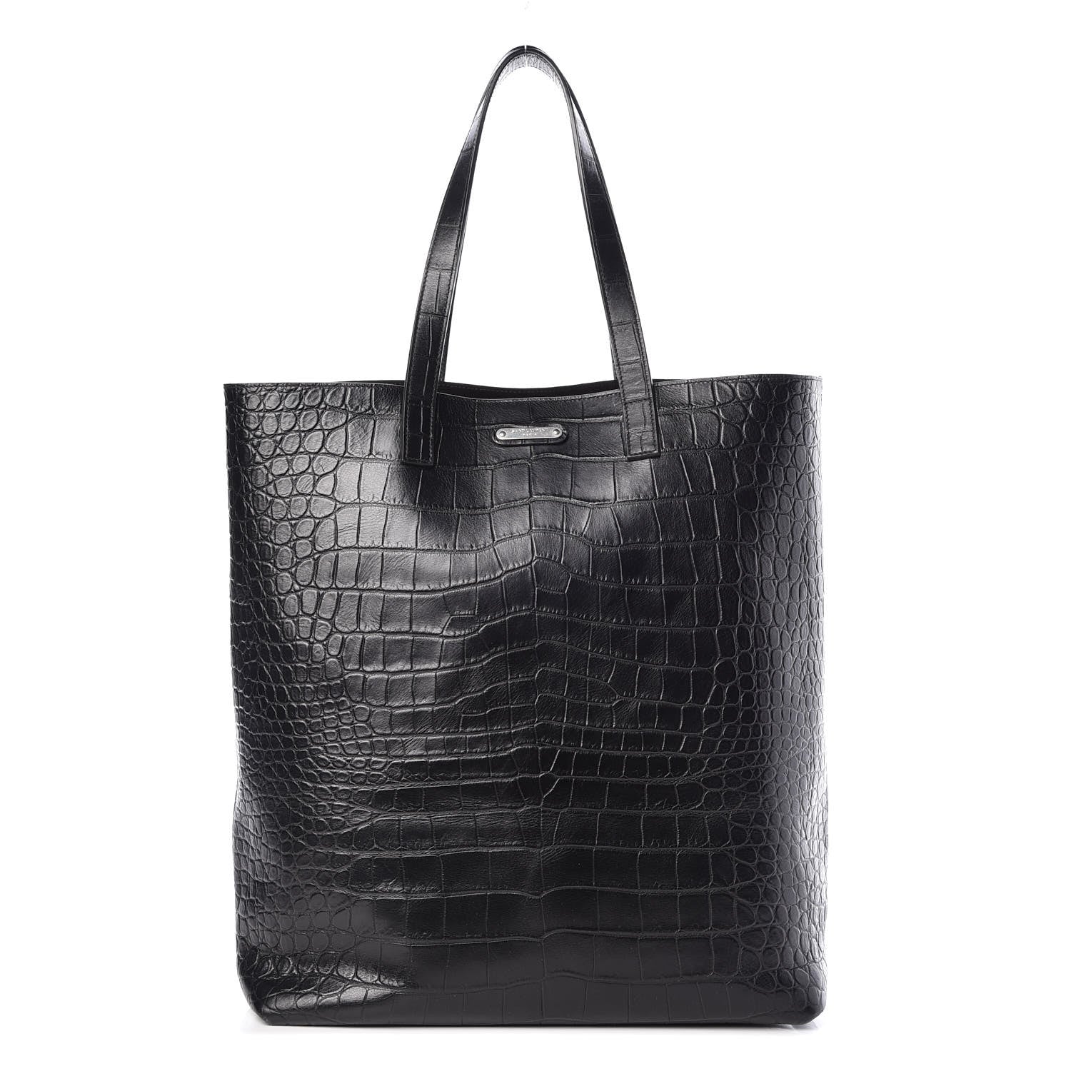 Saint Laurent Croc Calfskin Embossed Bold Shopper Tote Black 1 of 8