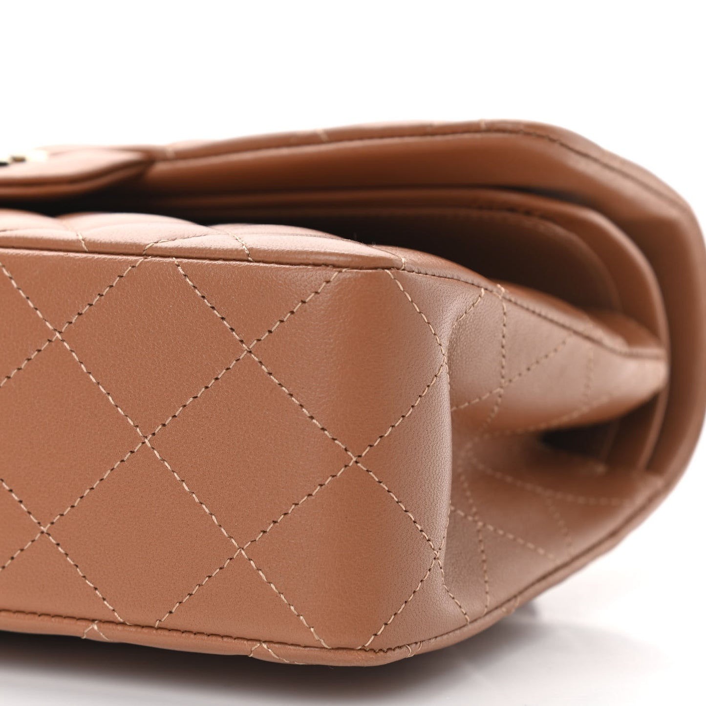 Lambskin Quilted Small Double Flap Brown