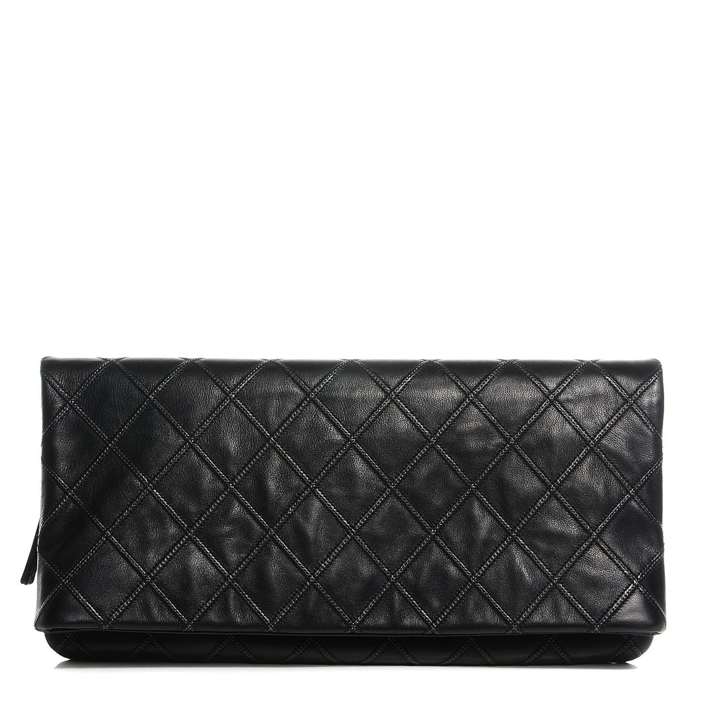 Calfskin Stitched Thin City Clutch Black