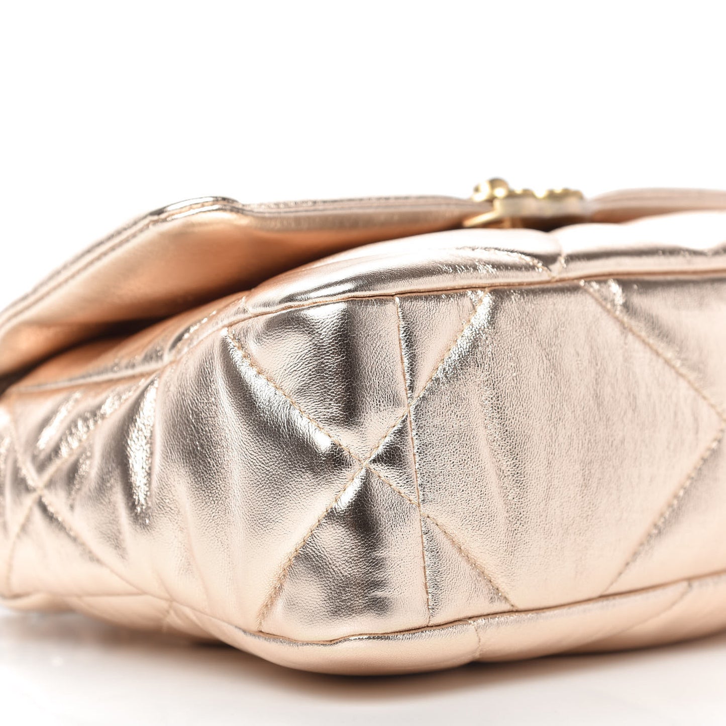 Metallic Lambskin Quilted Medium Chanel 19 Flap Gold