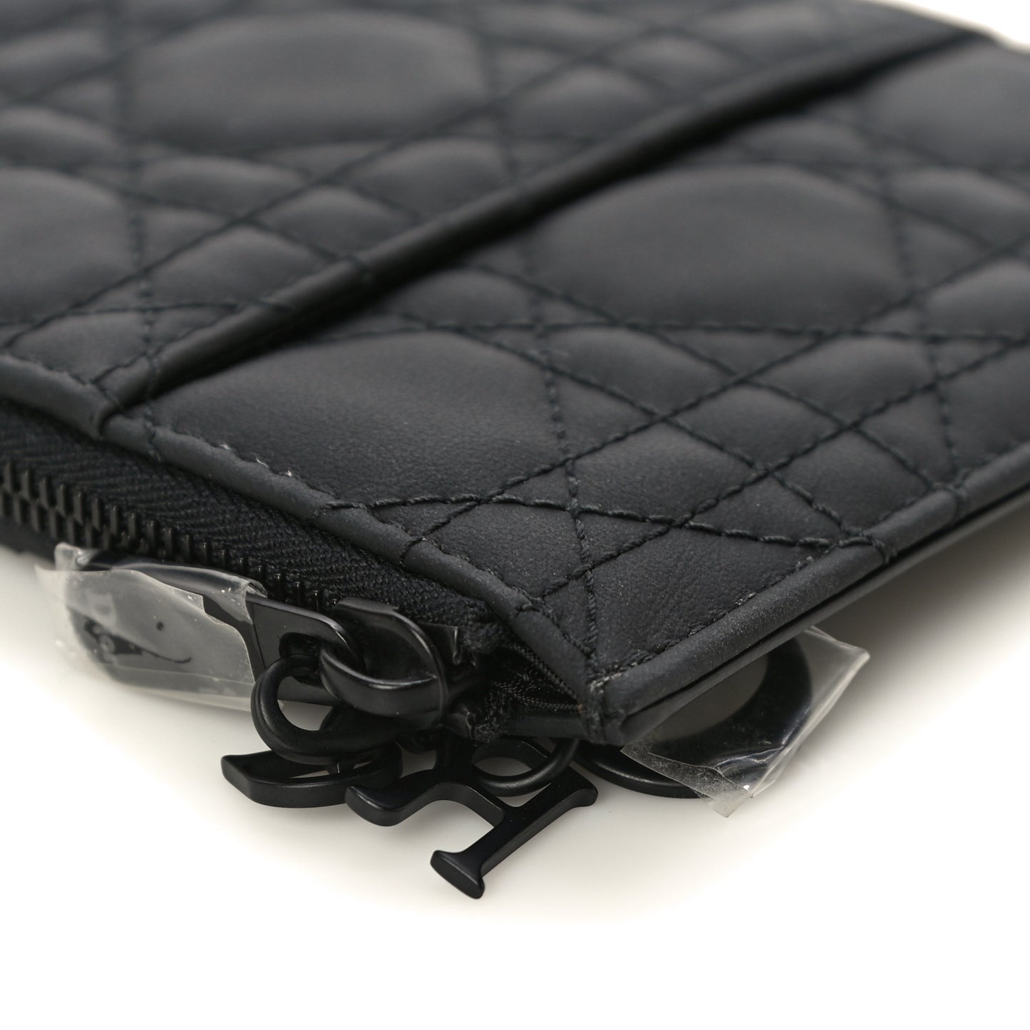 Ultra Matte Calfskin Cannage Large Lady Dior Zip Wallet Black
