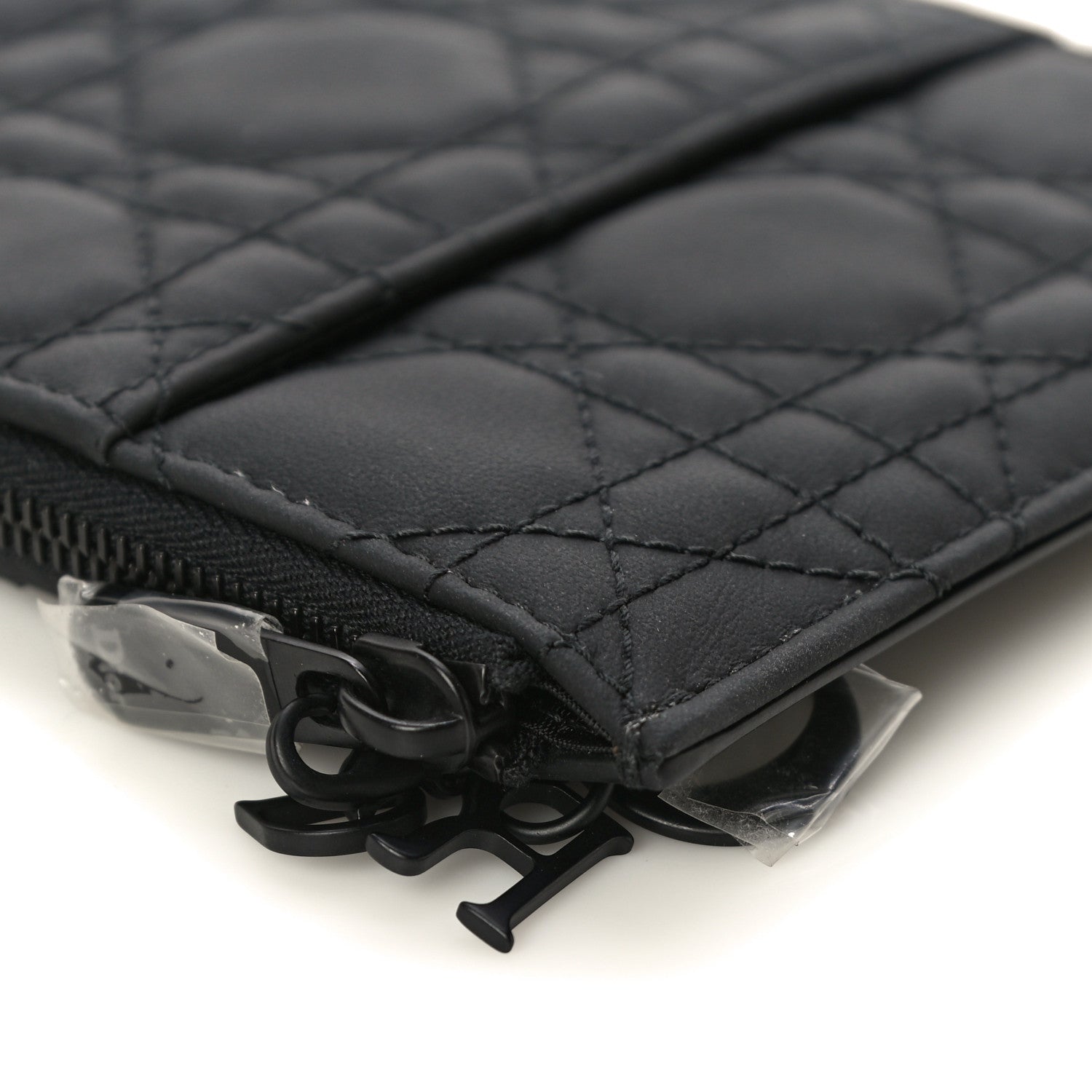 Christian Dior Ultra Matte Calfskin Cannage Large Lady Dior Zip Wallet Black 9 of 11