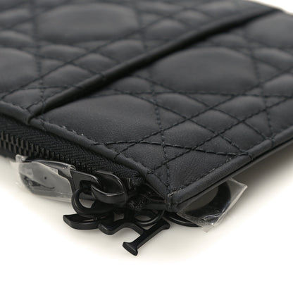 Christian Dior Ultra Matte Calfskin Cannage Large Lady Dior Zip Wallet Black 9 of 11