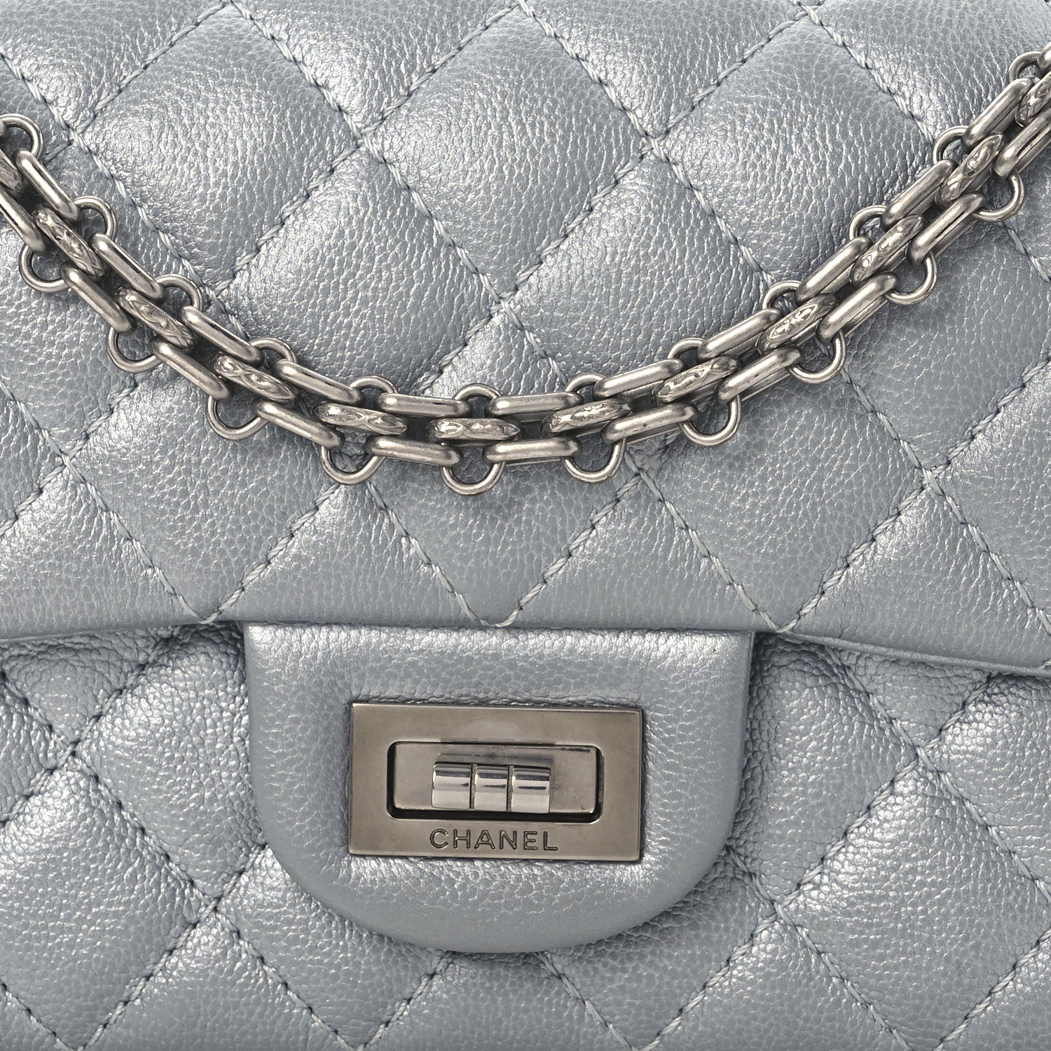 Chanel Metallic Grained Calfskin Quilted 2.55 Reissue Mini Flap Silver 8 of 13