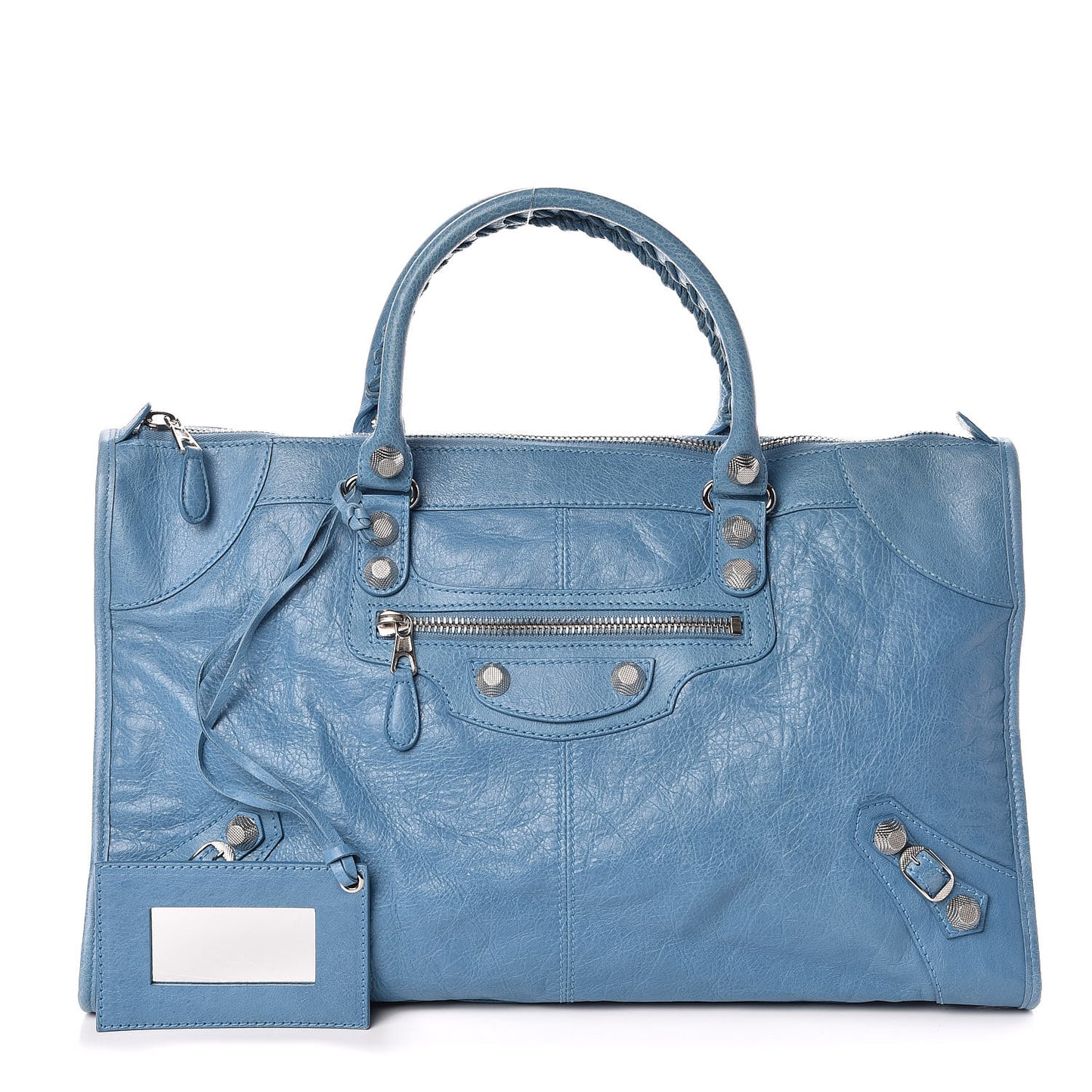 Agneau Giant 12 Silver Hardware Work Bleu Indigo