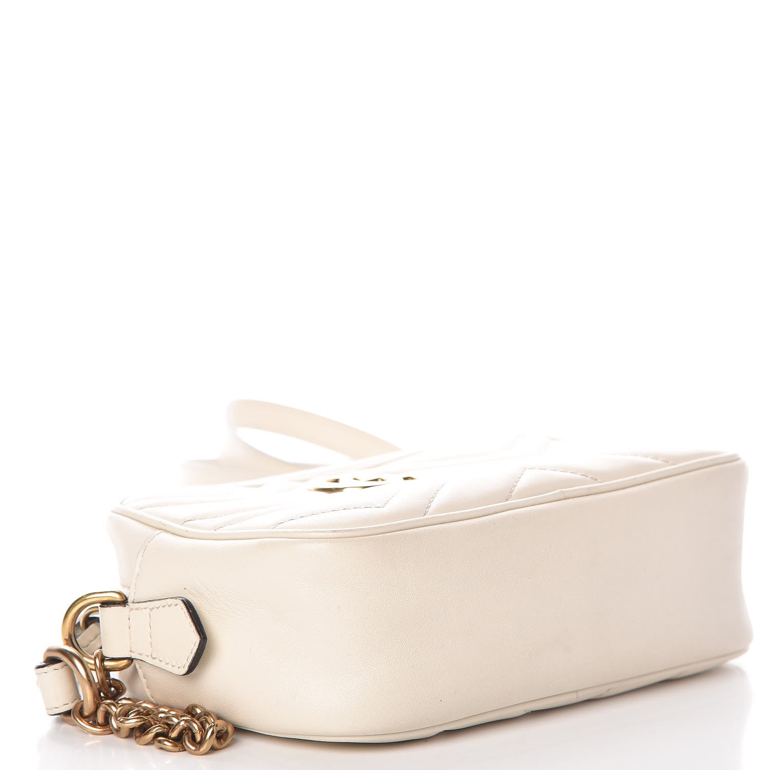 Gucci Calfskin Matelasse Mini GG Marmont Chain Shoulder Bag White 4 of 8