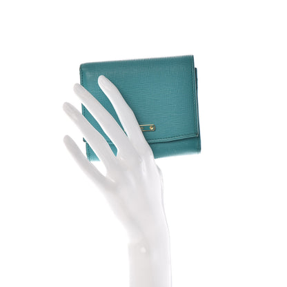 Fendi Vitello Elite Bi-Color Compact Wallet Lago Oceano 2 of 6