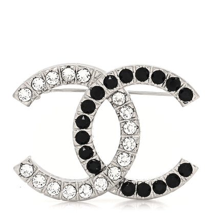 Chanel Crystal CC Brooch Black Silver 1 of 4
