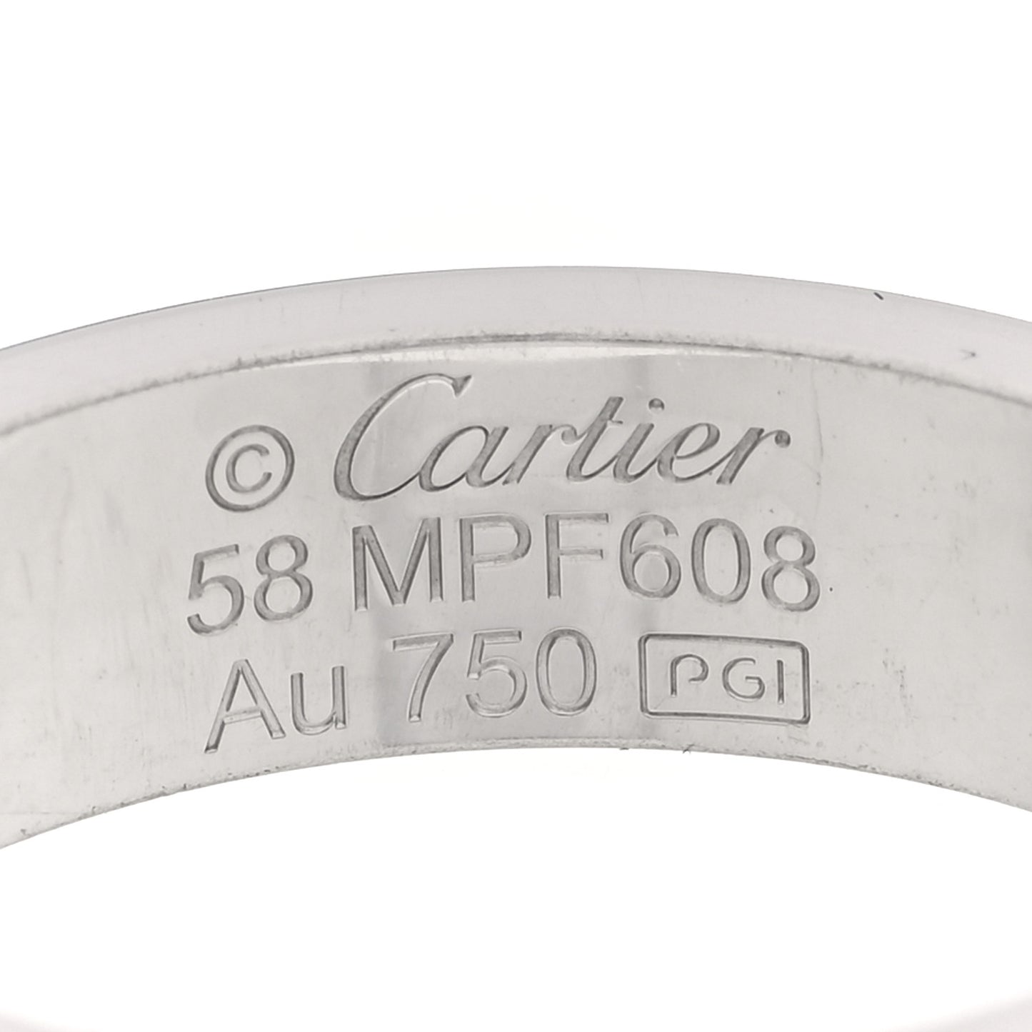 18K White Gold 3 Diamond 5.5mm LOVE Ring 58 8.5