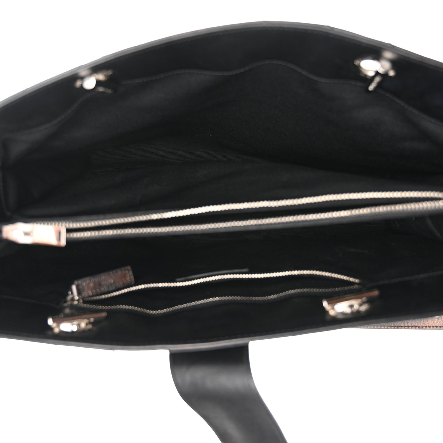 Smooth Calfskin Matelasse Chevron Large Monogram Shopping Bag Black