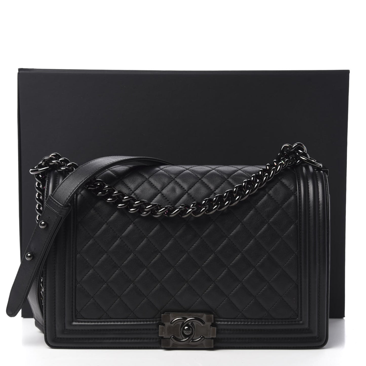 Calfskin Quilted New Medium Boy Flap So Black