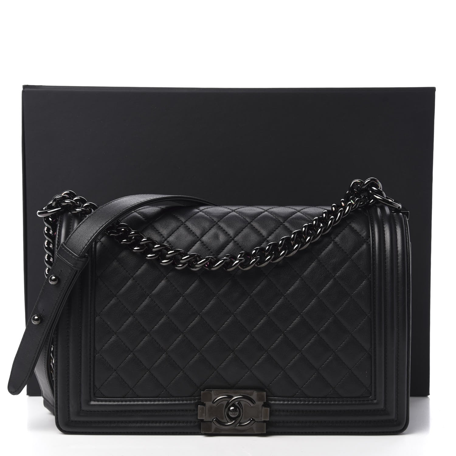 Chanel Calfskin Quilted New Medium Boy Flap So Black 11 of 11