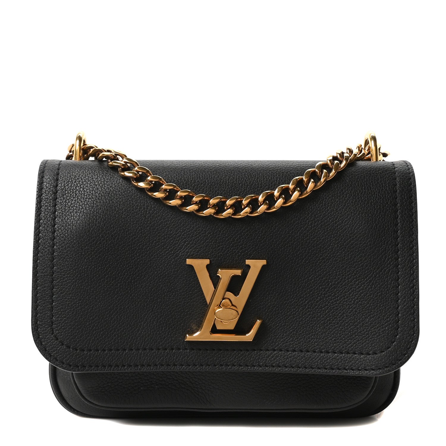 Louis Vuitton Grained Calfskin Lockme Chain Bag PM Black 1 of 10