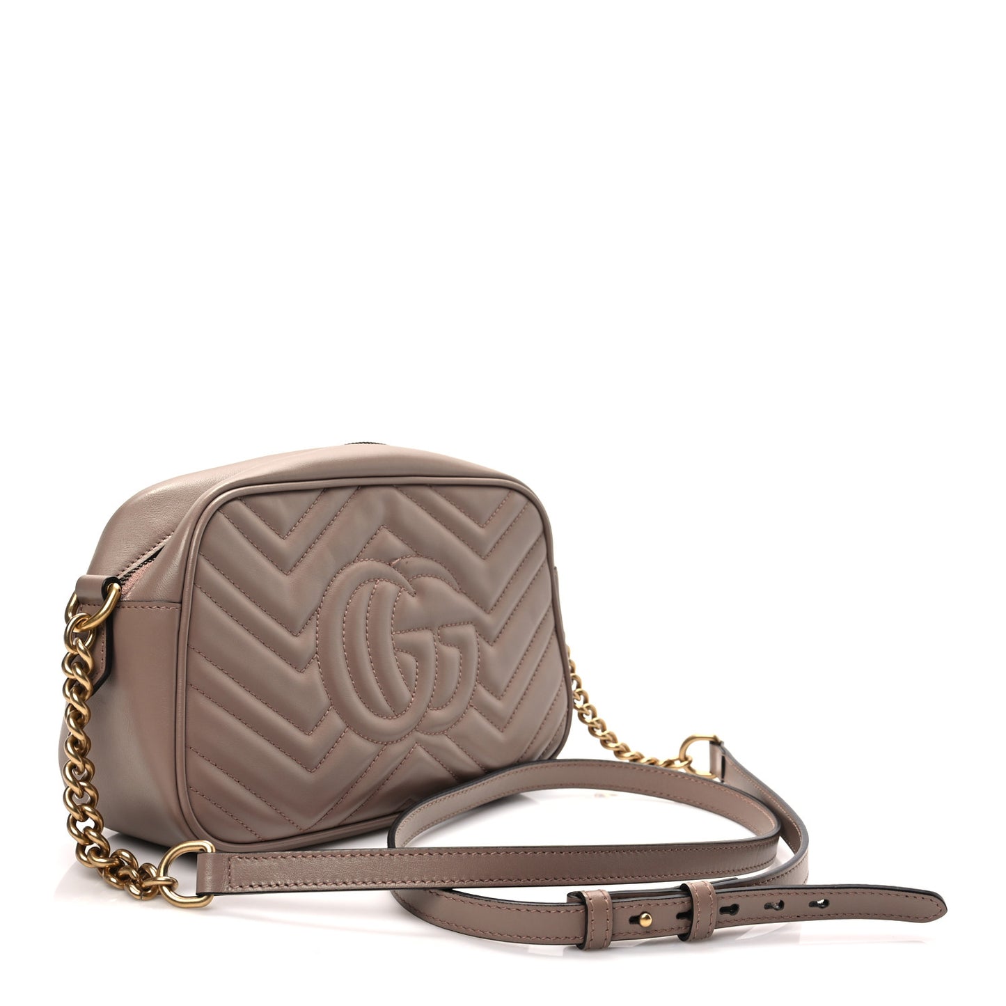Calfskin Matelasse Small GG Marmont Chain Shoulder Bag Porcelain Rose
