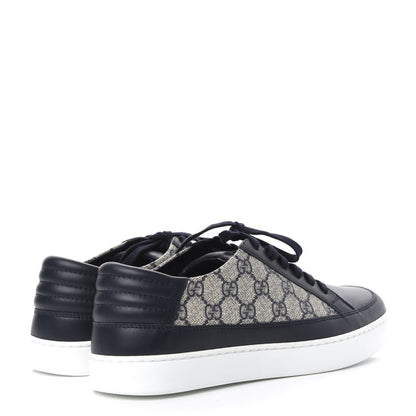 Gucci GG Supreme Monogram Calfskin Mens Low Top Sneakers 9.5 Blue Beige 4 of 11