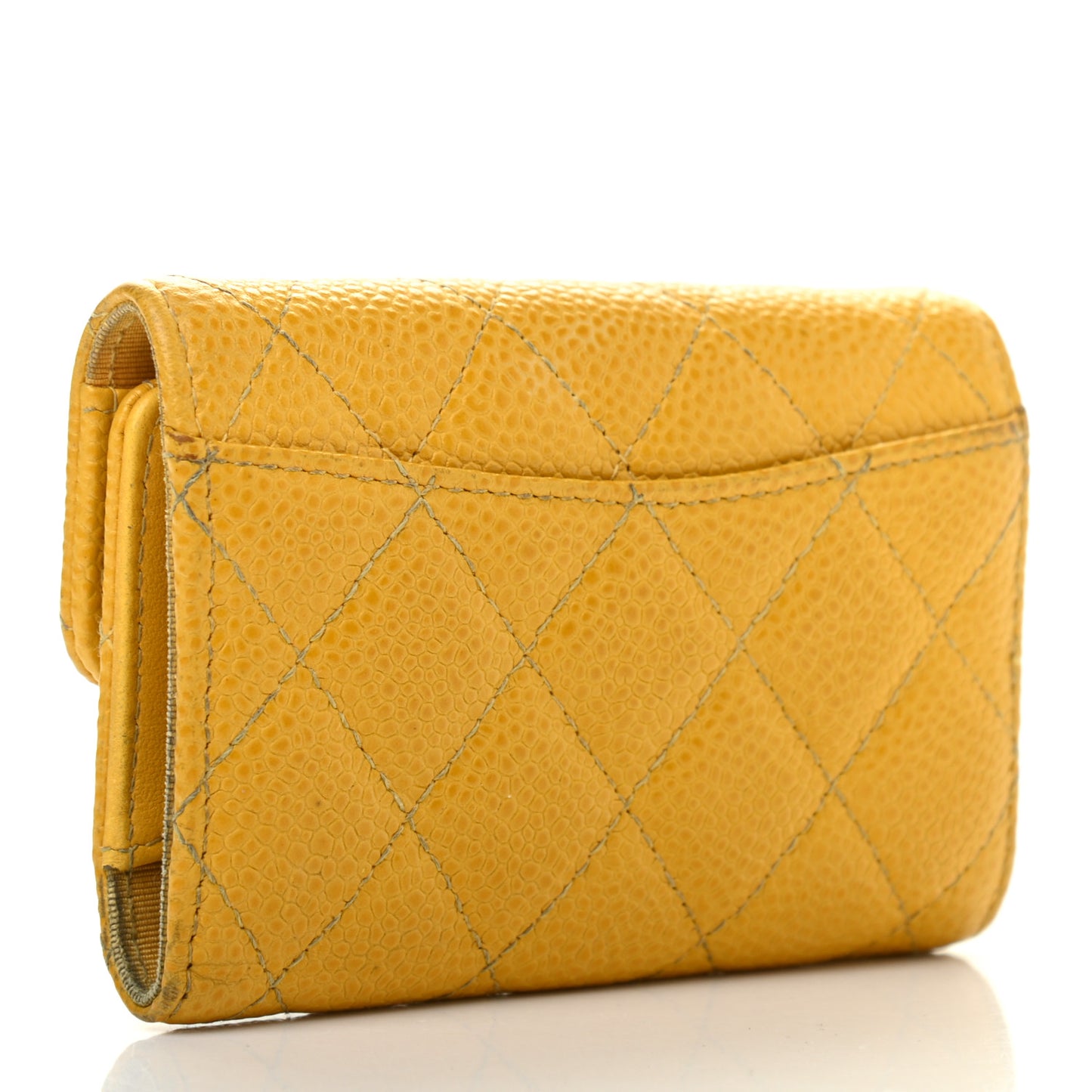 Caviar Quilted Classic 4 Key Holder Wallet Yellow