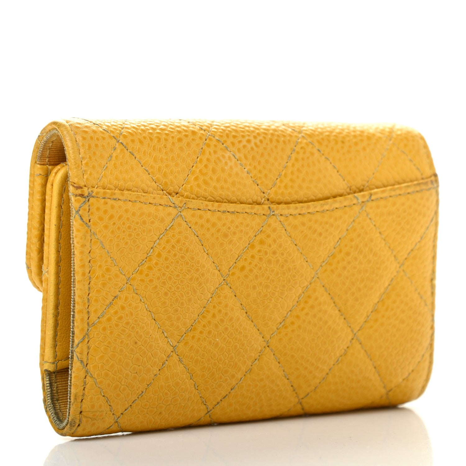 Chanel Caviar Quilted Classic 4 Key Holder Wallet Yellow 3 of 11