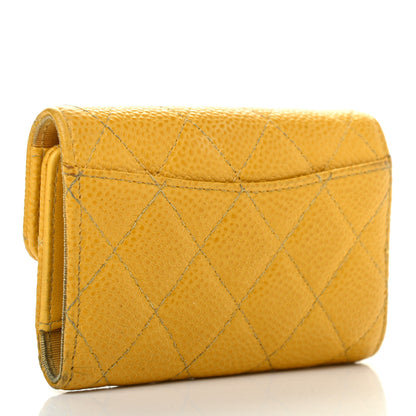 Chanel Caviar Quilted Classic 4 Key Holder Wallet Yellow 3 of 11