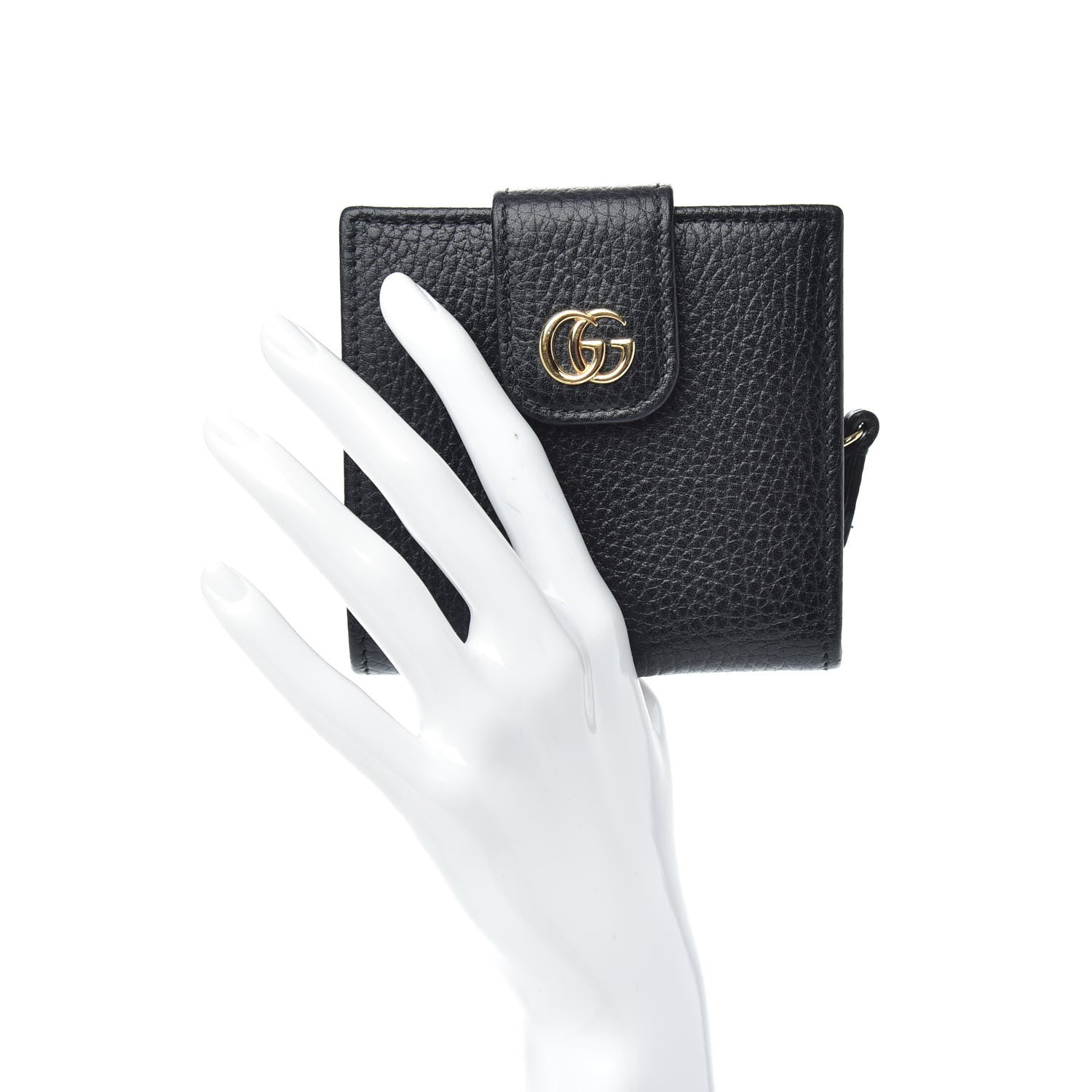Gucci Dollar Calfskin GG Marmont French Wallet Black 2 of 6