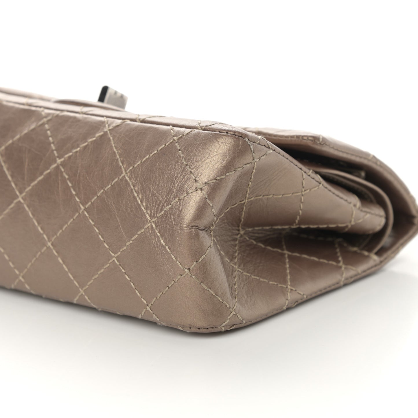 Aged Calfskin Quilted 2.55 Reissue 224 Flap Dark Gold