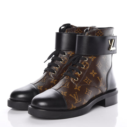 Louis Vuitton Calfskin Monogram Wonderland Flat Ranger Boots 40 Black 3 of 10
