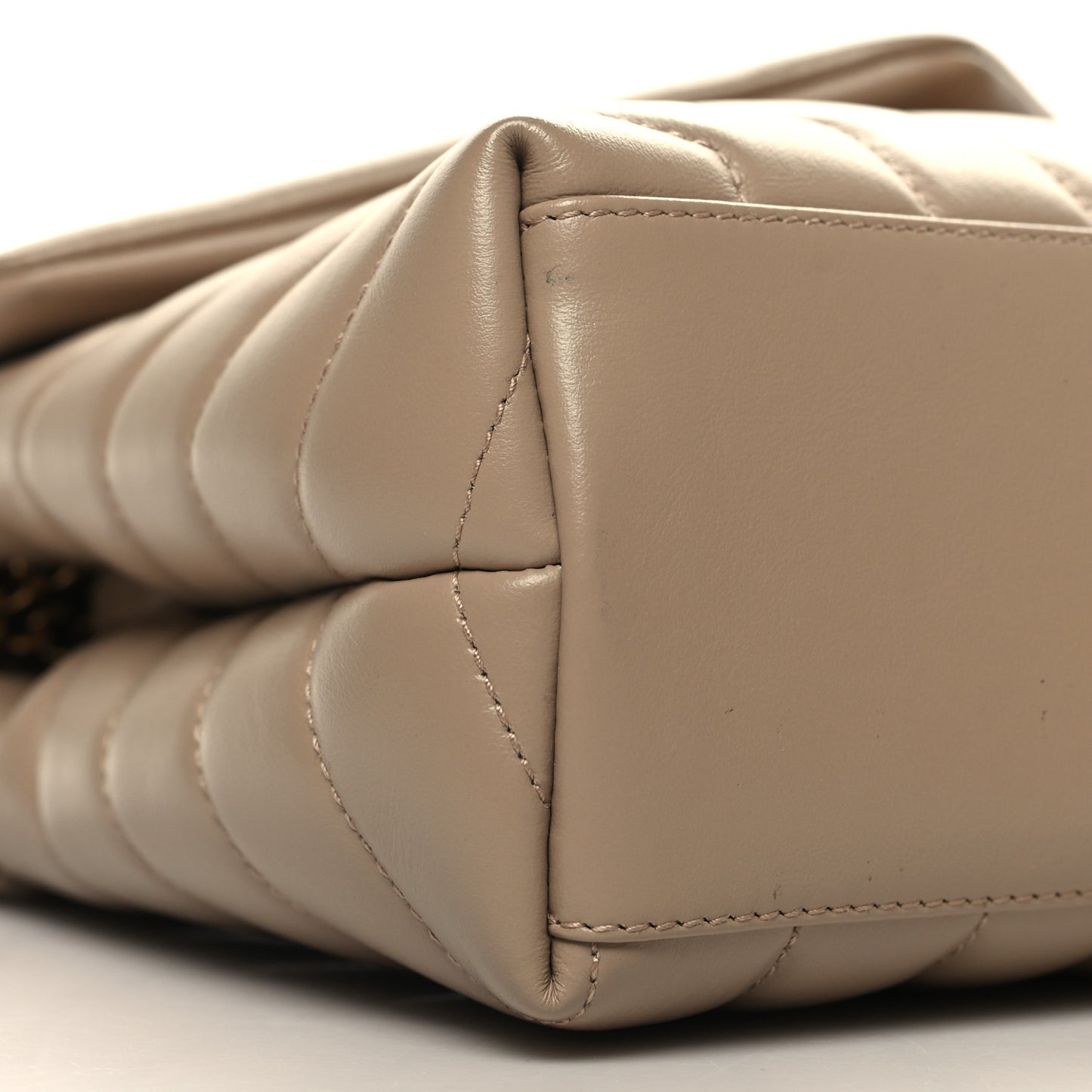 Calfskin Y Quilted Monogram Small Loulou Chain Satchel Light Natural