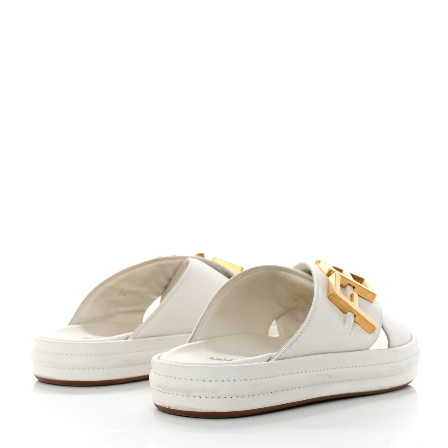 Vitello Womens Fendigraphy Slide Sandals 36 White Ice
