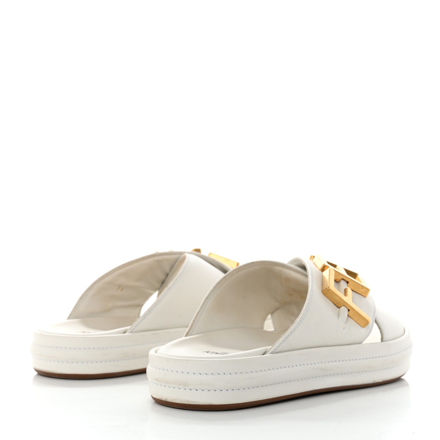 Fendi Vitello Womens Fendigraphy Slide Sandals 36 White Ice 4 of 11
